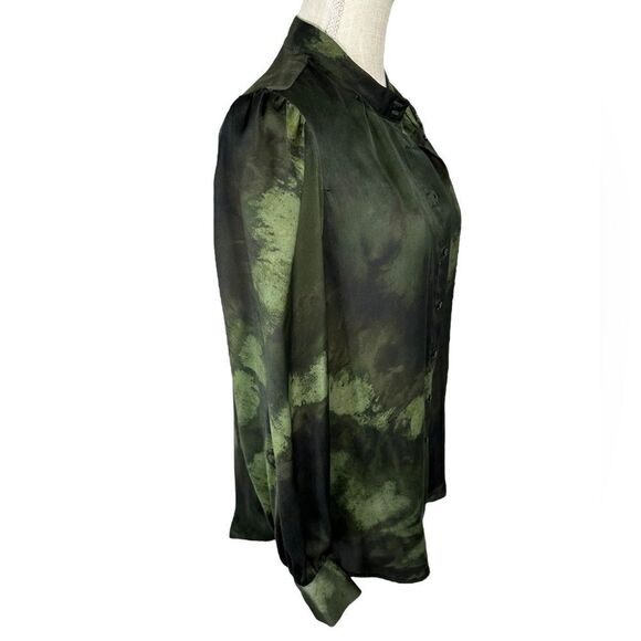 Womens MNG Suit Green & Black Classy Button Down Long Sleeve Blouse - Picture 2 of 6